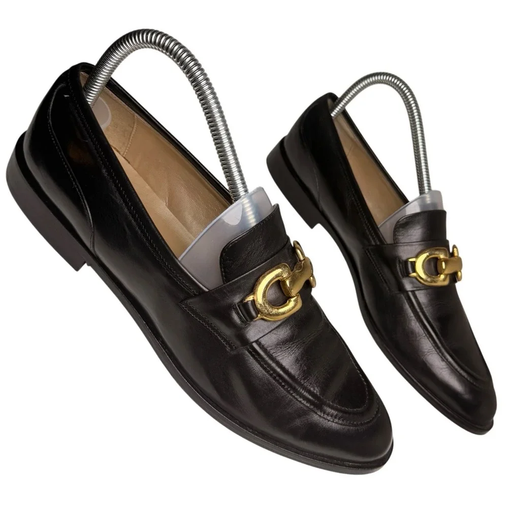 Vintage 90s Talbots Italy Horsebit Loafers Black Leather 8N